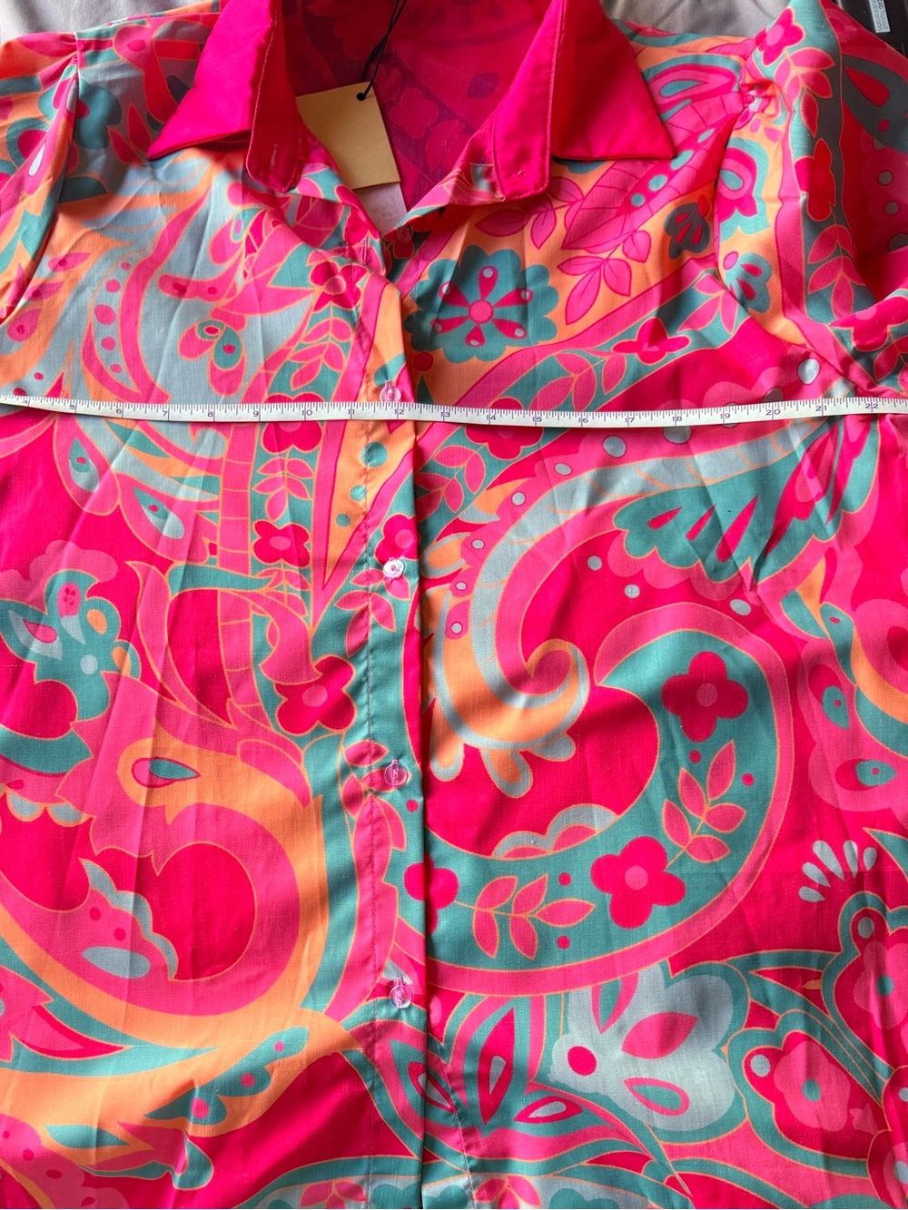 Pink Multi Paisley Button-Front Blouse - Picture 5 of 6